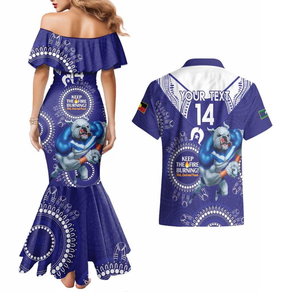 Custom NRL Bulldogs NAIDOC Week Couples Matching Mermaid Dress and Hawaiian Shirt Keep The Fire Burning Indigenous Art