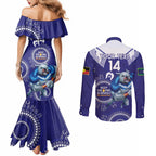 Custom NRL Bulldogs NAIDOC Week Couples Matching Mermaid Dress and Long Sleeve Button Shirt Keep The Fire Burning Indigenous Art
