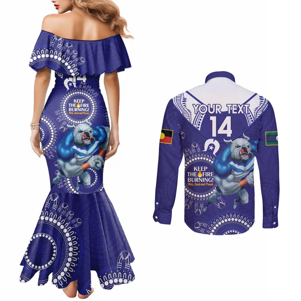 Custom NRL Bulldogs NAIDOC Week Couples Matching Mermaid Dress and Long Sleeve Button Shirt Keep The Fire Burning Indigenous Art