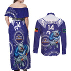 Custom NRL Bulldogs NAIDOC Week Couples Matching Off Shoulder Maxi Dress and Long Sleeve Button Shirt Keep The Fire Burning Indigenous Art