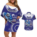 Custom NRL Bulldogs NAIDOC Week Couples Matching Off Shoulder Short Dress and Hawaiian Shirt Keep The Fire Burning Indigenous Art