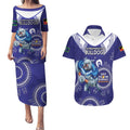 Custom NRL Bulldogs NAIDOC Week Couples Matching Puletasi and Hawaiian Shirt Keep The Fire Burning Indigenous Art