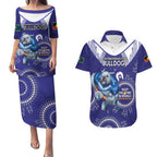 Custom NRL Bulldogs NAIDOC Week Couples Matching Puletasi and Hawaiian Shirt Keep The Fire Burning Indigenous Art