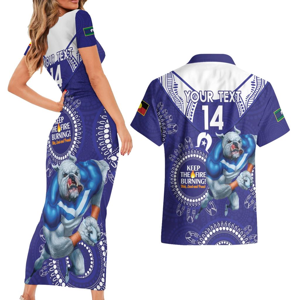 Custom NRL Bulldogs NAIDOC Week Couples Matching Short Sleeve Bodycon Dress and Hawaiian Shirt Keep The Fire Burning Indigenous Art