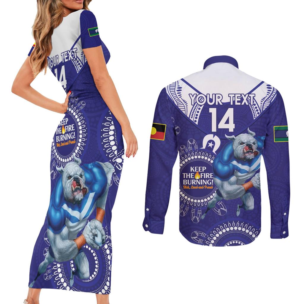Custom NRL Bulldogs NAIDOC Week Couples Matching Short Sleeve Bodycon Dress and Long Sleeve Button Shirt Keep The Fire Burning Indigenous Art