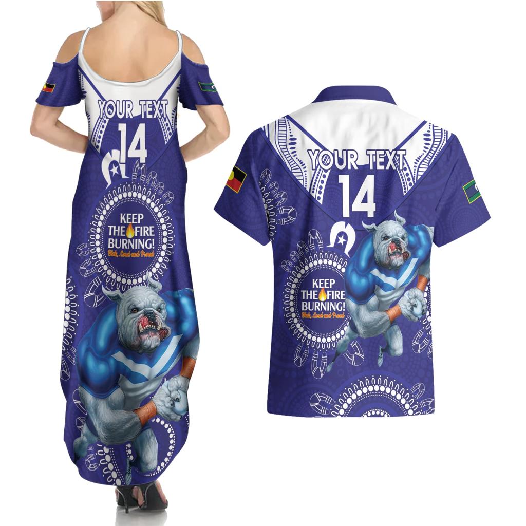 Custom NRL Bulldogs NAIDOC Week Couples Matching Summer Maxi Dress and Hawaiian Shirt Keep The Fire Burning Indigenous Art