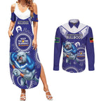Custom NRL Bulldogs NAIDOC Week Couples Matching Summer Maxi Dress and Long Sleeve Button Shirt Keep The Fire Burning Indigenous Art