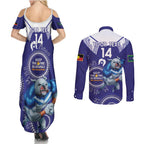 Custom NRL Bulldogs NAIDOC Week Couples Matching Summer Maxi Dress and Long Sleeve Button Shirt Keep The Fire Burning Indigenous Art