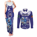 Custom NRL Bulldogs NAIDOC Week Couples Matching Tank Maxi Dress and Long Sleeve Button Shirt Keep The Fire Burning Indigenous Art