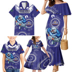 Custom NRL Bulldogs NAIDOC Week Family Matching Mermaid Dress and Hawaiian Shirt Keep The Fire Burning Indigenous Art