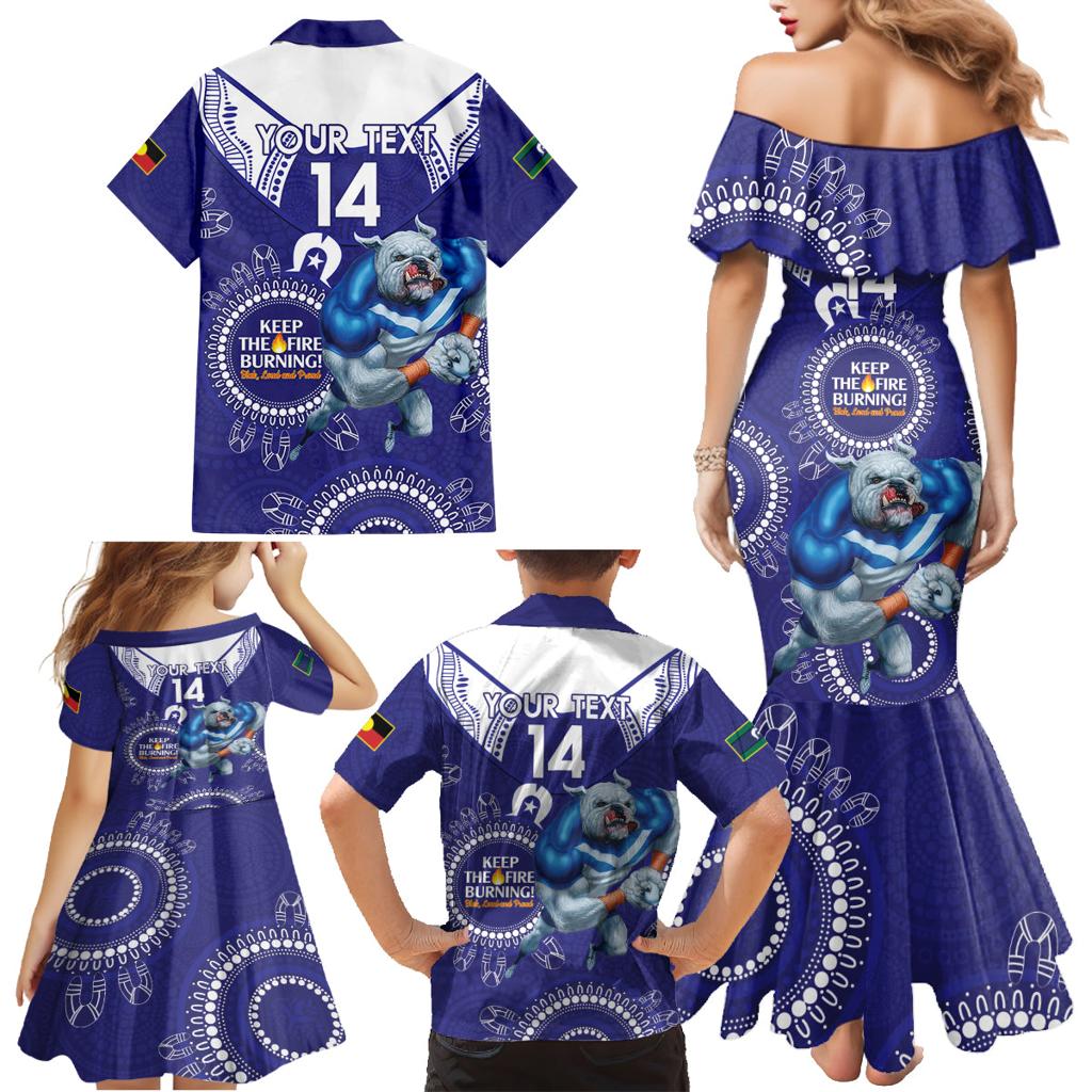 Custom NRL Bulldogs NAIDOC Week Family Matching Mermaid Dress and Hawaiian Shirt Keep The Fire Burning Indigenous Art