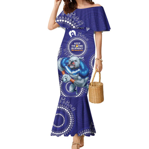Custom NRL Bulldogs NAIDOC Week Family Matching Mermaid Dress and Hawaiian Shirt Keep The Fire Burning Indigenous Art