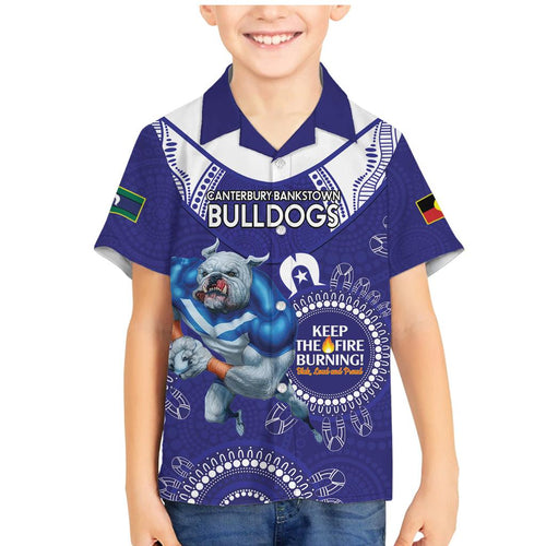 Custom NRL Bulldogs NAIDOC Week Family Matching Mermaid Dress and Hawaiian Shirt Keep The Fire Burning Indigenous Art