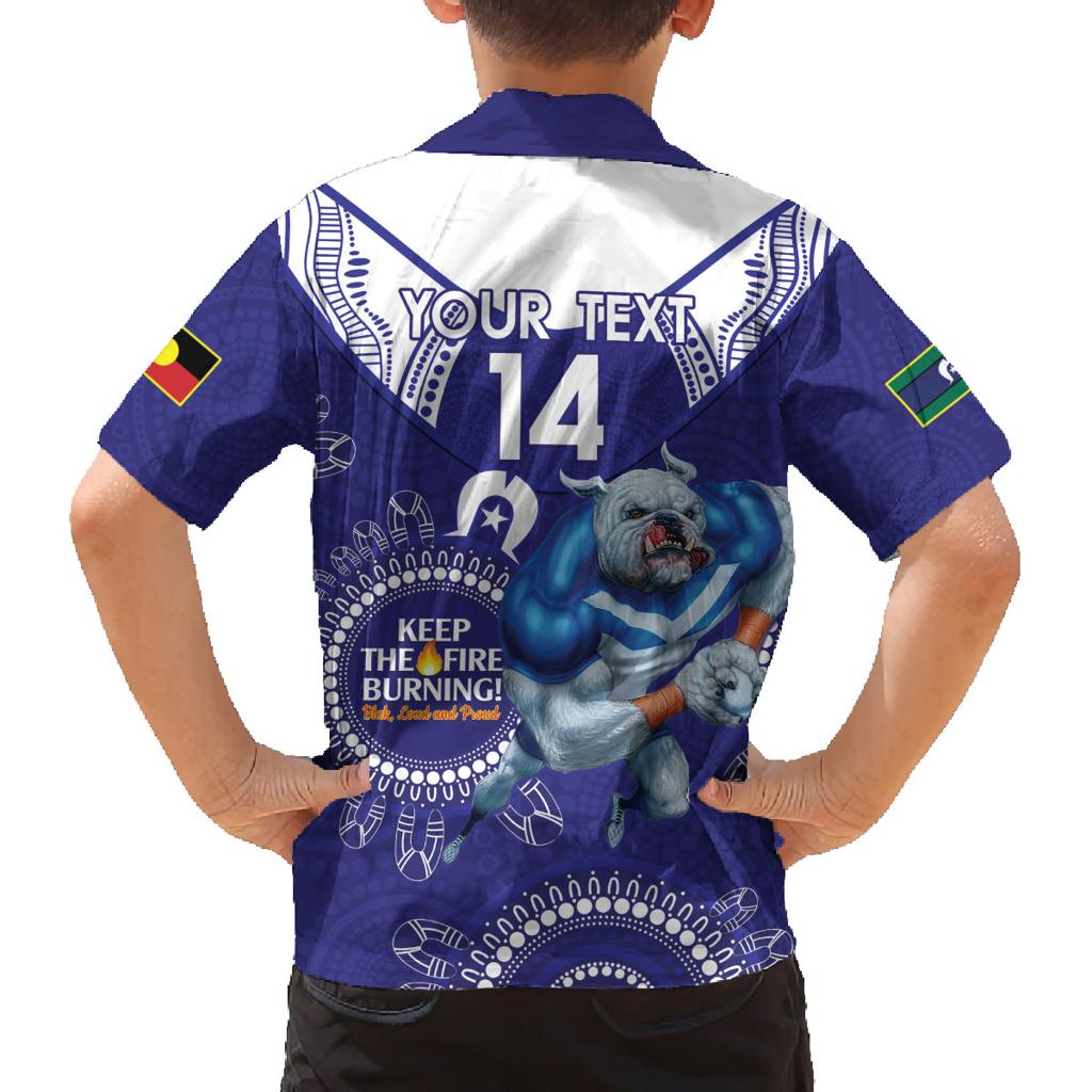 Custom NRL Bulldogs NAIDOC Week Family Matching Off The Shoulder Long Sleeve Dress and Hawaiian Shirt Keep The Fire Burning Indigenous Art