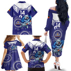 Custom NRL Bulldogs NAIDOC Week Family Matching Off The Shoulder Long Sleeve Dress and Hawaiian Shirt Keep The Fire Burning Indigenous Art