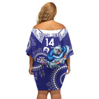 Custom NRL Bulldogs NAIDOC Week Family Matching Off Shoulder Short Dress and Hawaiian Shirt Keep The Fire Burning Indigenous Art
