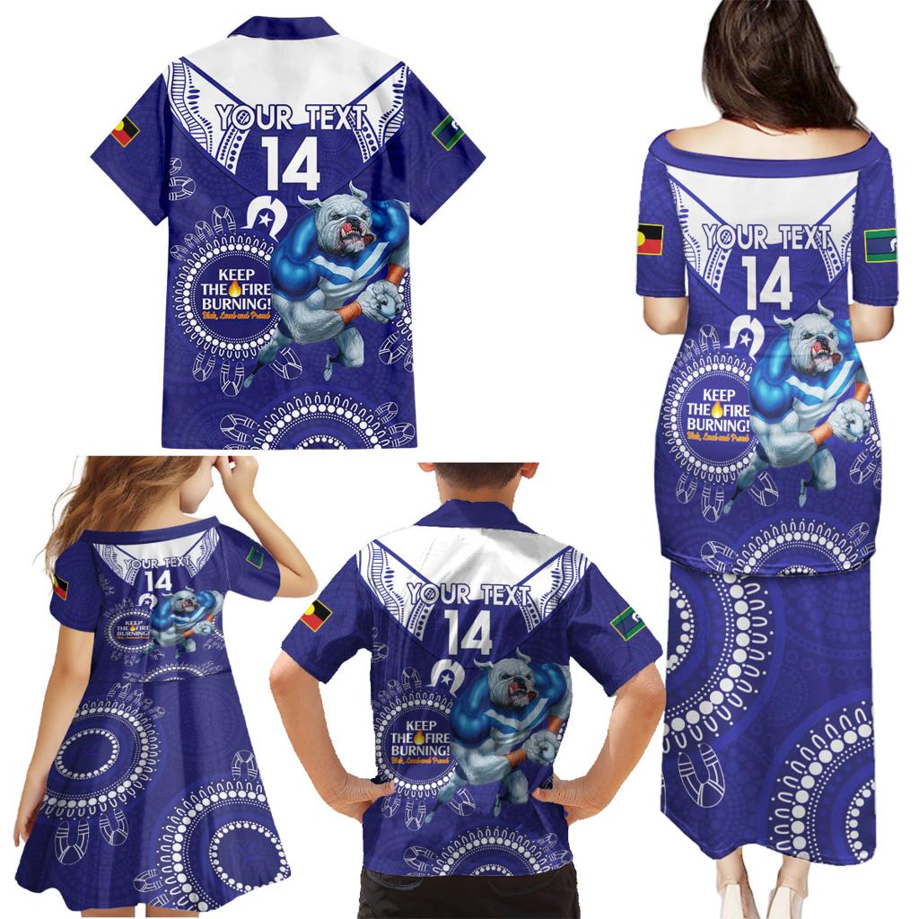 Custom NRL Bulldogs NAIDOC Week Family Matching Puletasi and Hawaiian Shirt Keep The Fire Burning Indigenous Art