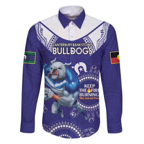 Custom NRL Bulldogs NAIDOC Week Family Matching Puletasi and Hawaiian Shirt Keep The Fire Burning Indigenous Art
