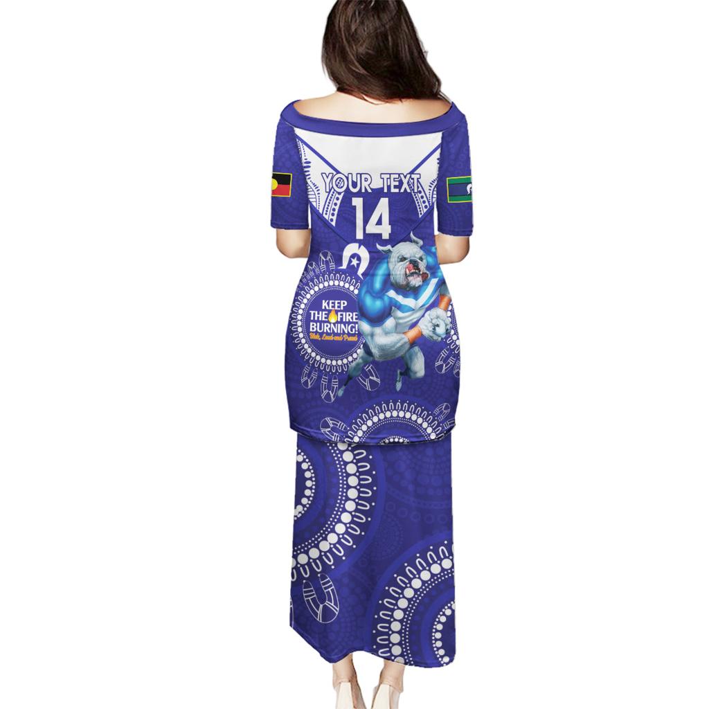 Custom NRL Bulldogs NAIDOC Week Family Matching Puletasi and Hawaiian Shirt Keep The Fire Burning Indigenous Art
