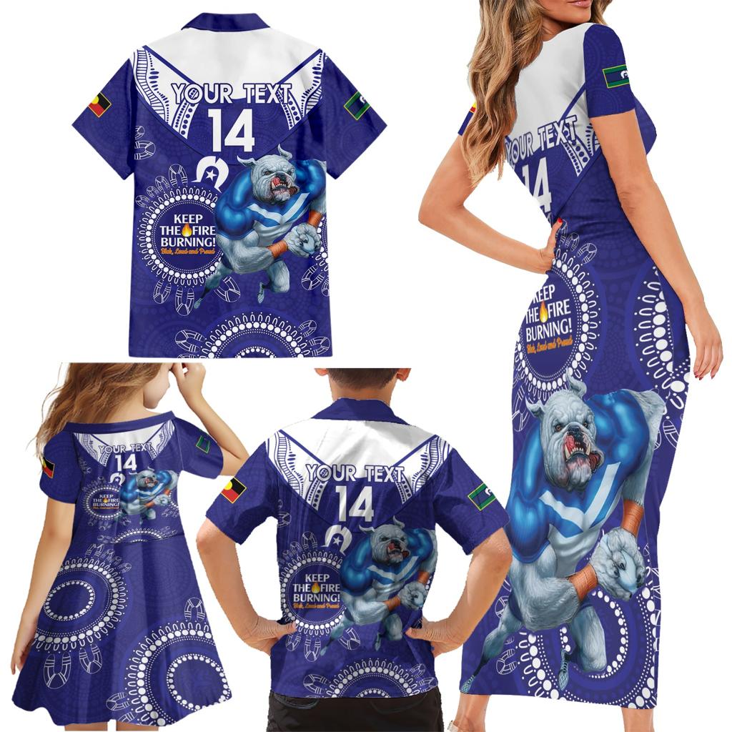 Custom NRL Bulldogs NAIDOC Week Family Matching Short Sleeve Bodycon Dress and Hawaiian Shirt Keep The Fire Burning Indigenous Art