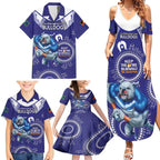 Custom NRL Bulldogs NAIDOC Week Family Matching Summer Maxi Dress and Hawaiian Shirt Keep The Fire Burning Indigenous Art