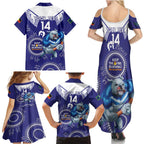 Custom NRL Bulldogs NAIDOC Week Family Matching Summer Maxi Dress and Hawaiian Shirt Keep The Fire Burning Indigenous Art