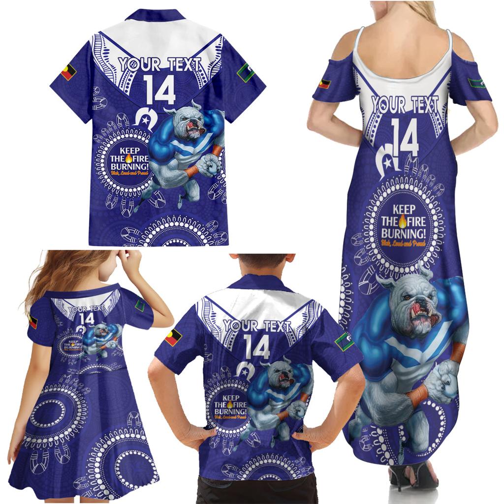 Custom NRL Bulldogs NAIDOC Week Family Matching Summer Maxi Dress and Hawaiian Shirt Keep The Fire Burning Indigenous Art
