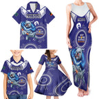 Custom NRL Bulldogs NAIDOC Week Family Matching Tank Maxi Dress and Hawaiian Shirt Keep The Fire Burning Indigenous Art