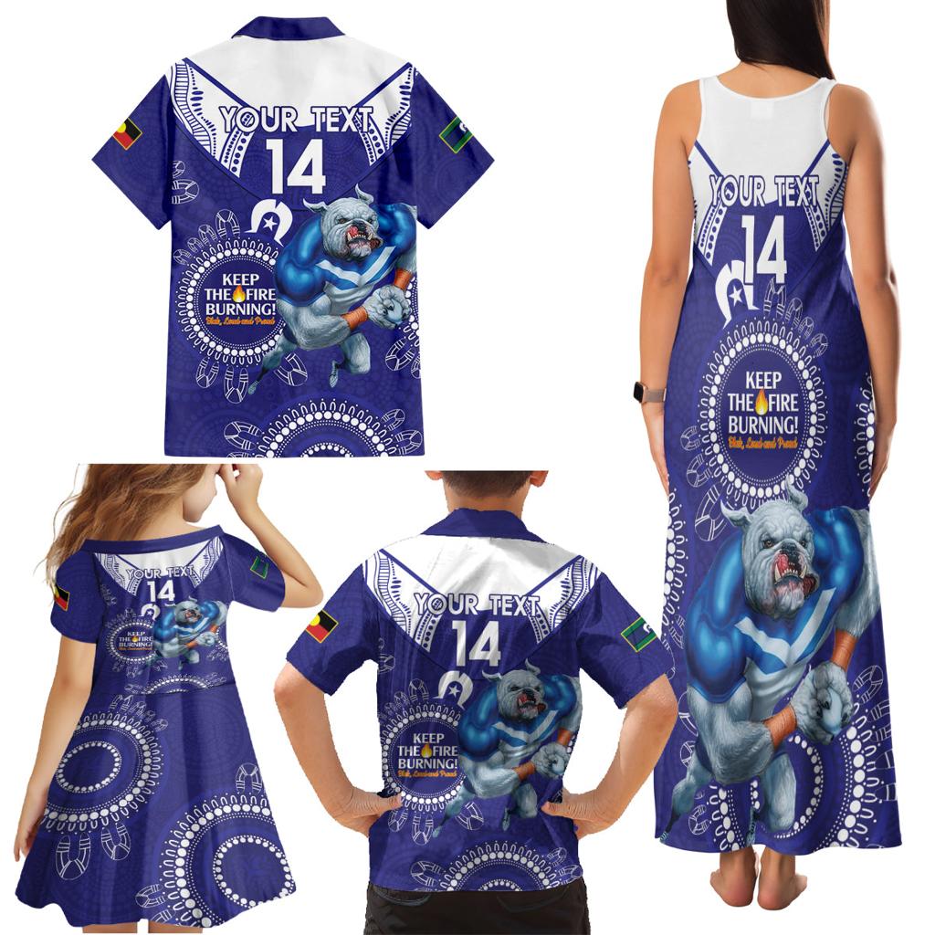 Custom NRL Bulldogs NAIDOC Week Family Matching Tank Maxi Dress and Hawaiian Shirt Keep The Fire Burning Indigenous Art