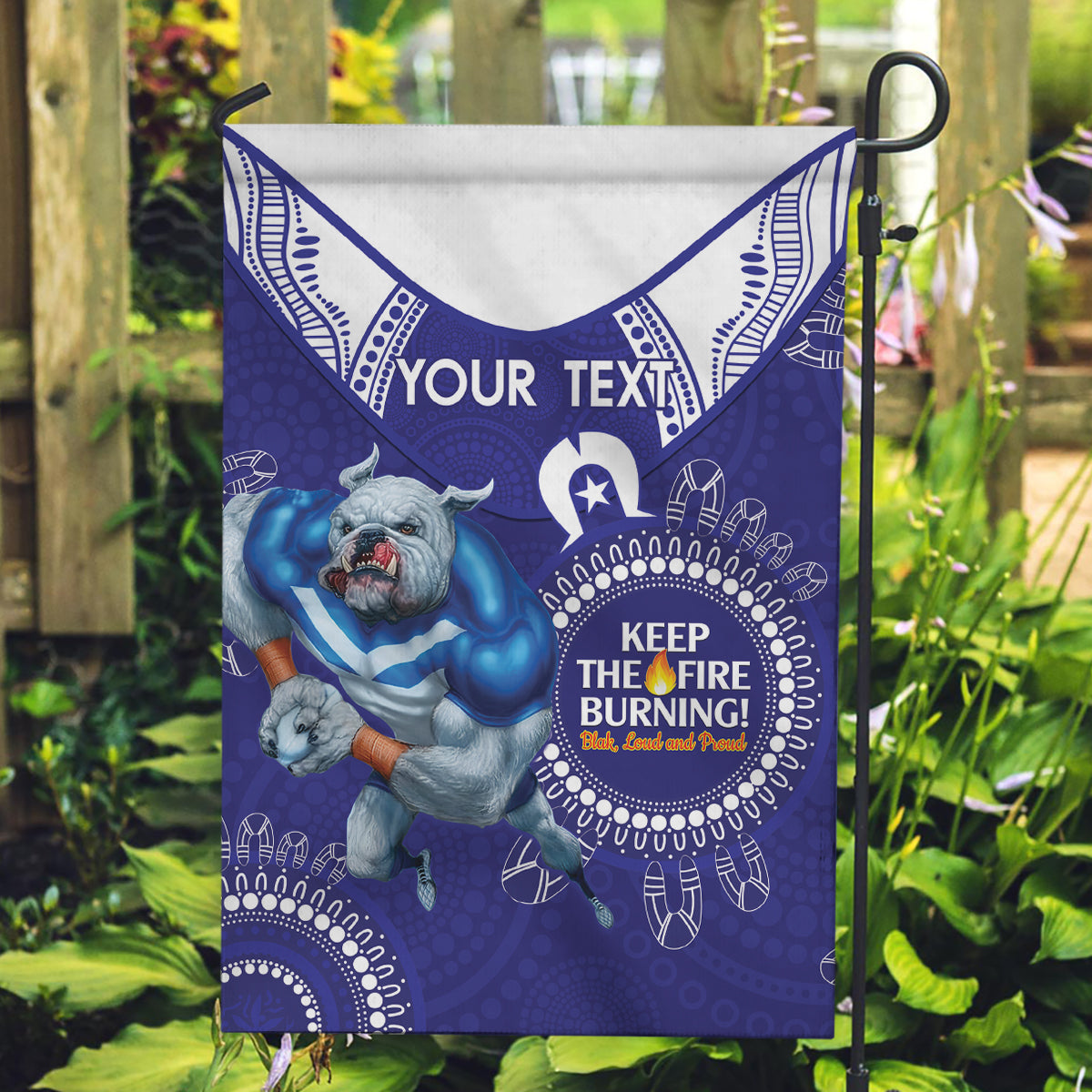 Custom NRL Bulldogs NAIDOC Week Garden Flag Keep The Fire Burning Indigenous Art