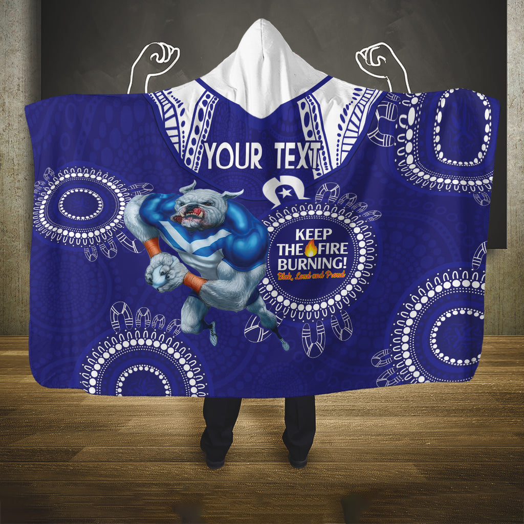 Custom NRL Bulldogs NAIDOC Week Hooded Blanket Keep The Fire Burning Indigenous Art