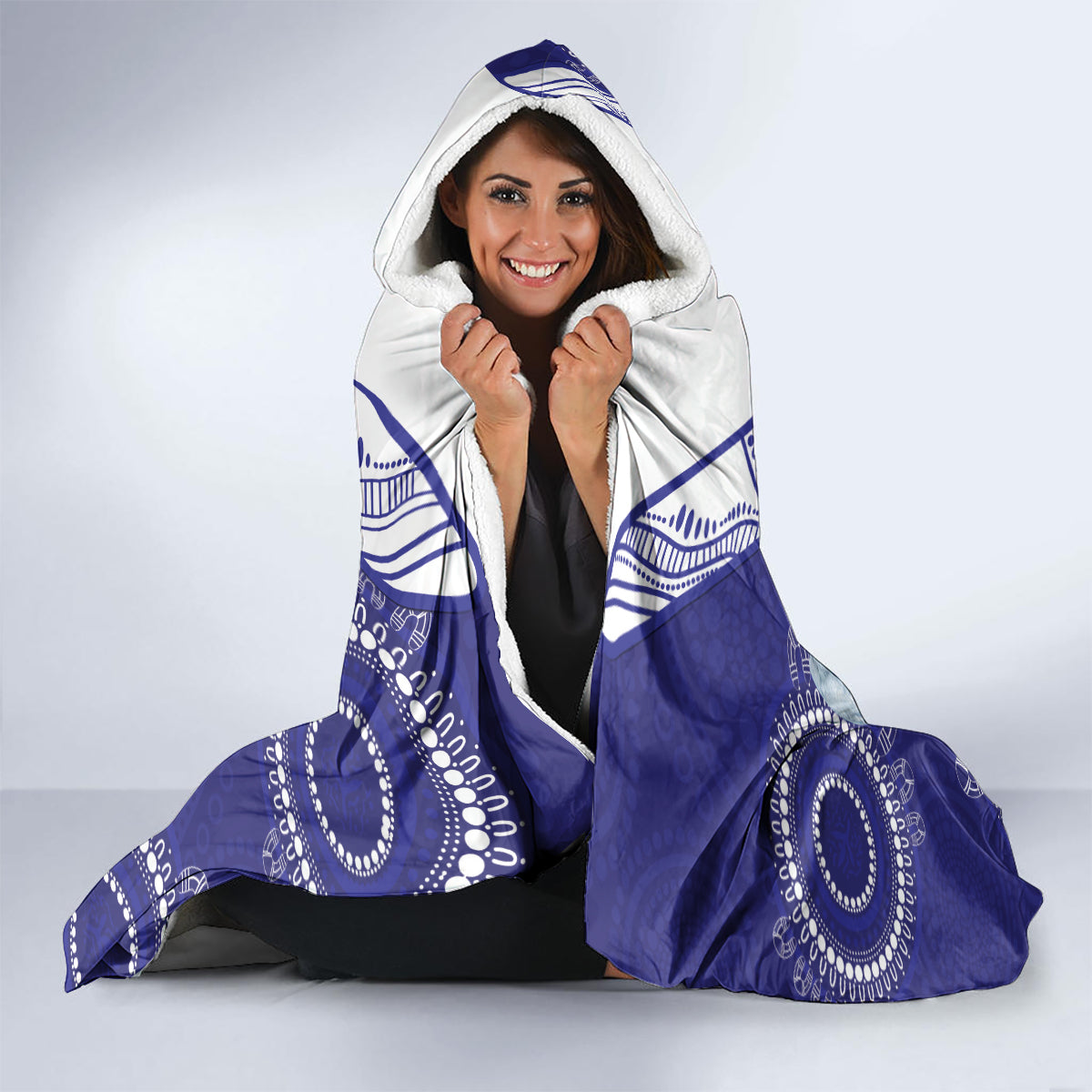 Custom NRL Bulldogs NAIDOC Week Hooded Blanket Keep The Fire Burning Indigenous Art