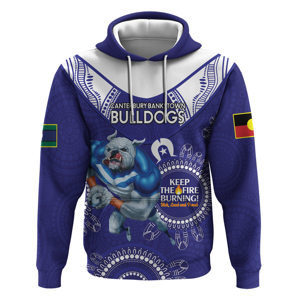 Custom NRL Bulldogs NAIDOC Week Hoodie Keep The Fire Burning Indigenous Art