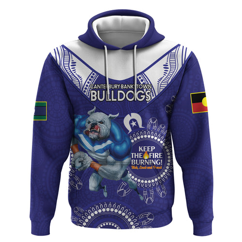Custom NRL Bulldogs NAIDOC Week Hoodie Keep The Fire Burning Indigenous Art
