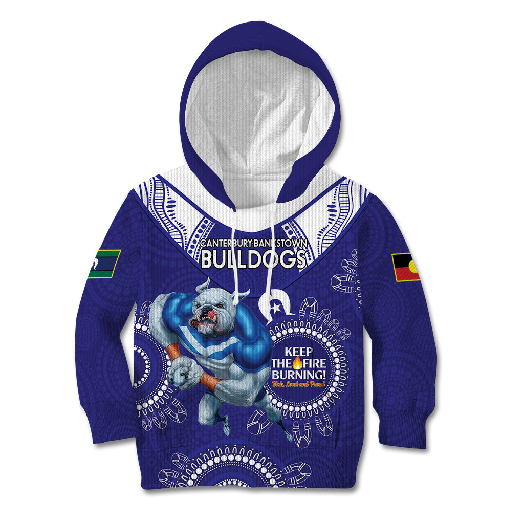 Custom NRL Bulldogs NAIDOC Week Kid Hoodie Keep The Fire Burning Indigenous Art