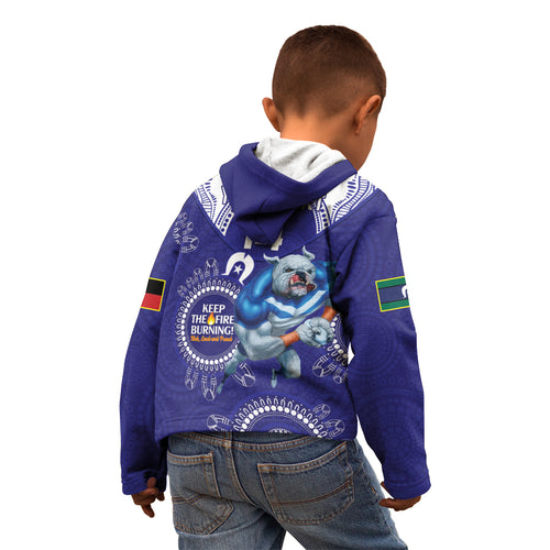 Custom NRL Bulldogs NAIDOC Week Kid Hoodie Keep The Fire Burning Indigenous Art