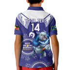 Custom NRL Bulldogs NAIDOC Week Kid Polo Shirt Keep The Fire Burning Indigenous Art