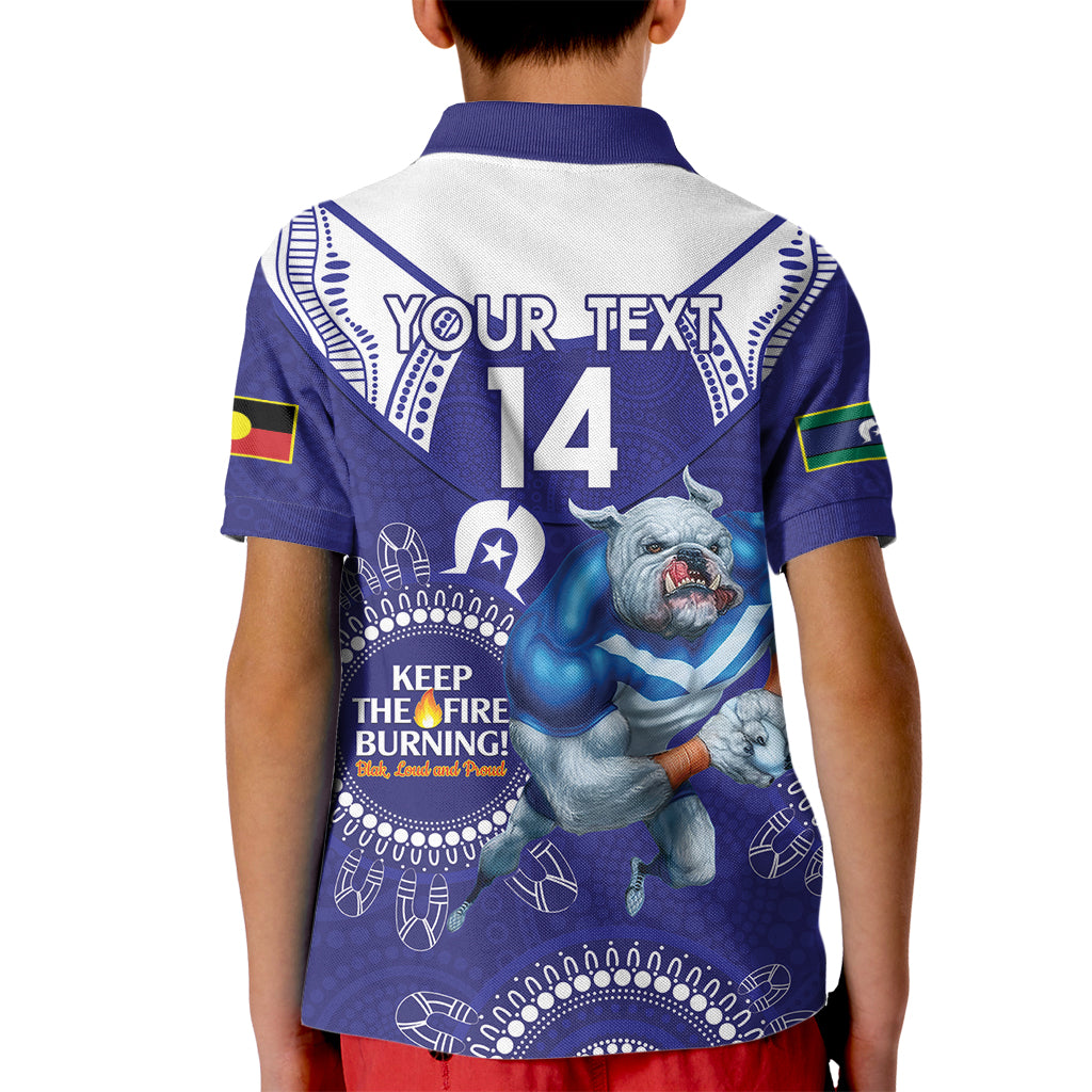 Custom NRL Bulldogs NAIDOC Week Kid Polo Shirt Keep The Fire Burning Indigenous Art