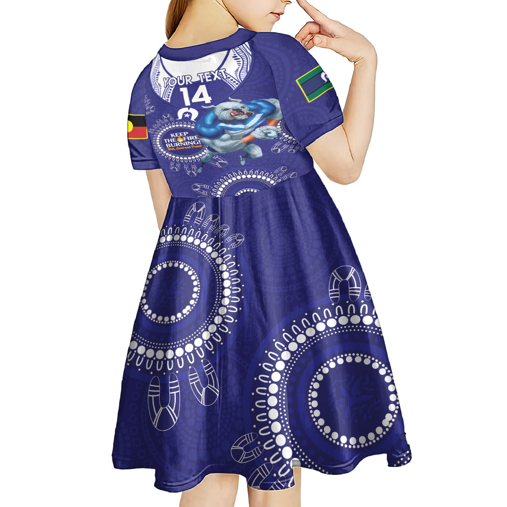 Custom NRL Bulldogs NAIDOC Week Kid Short Sleeve Dress Keep The Fire Burning Indigenous Art