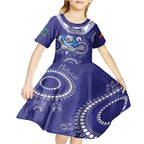 Custom NRL Bulldogs NAIDOC Week Kid Short Sleeve Dress Keep The Fire Burning Indigenous Art