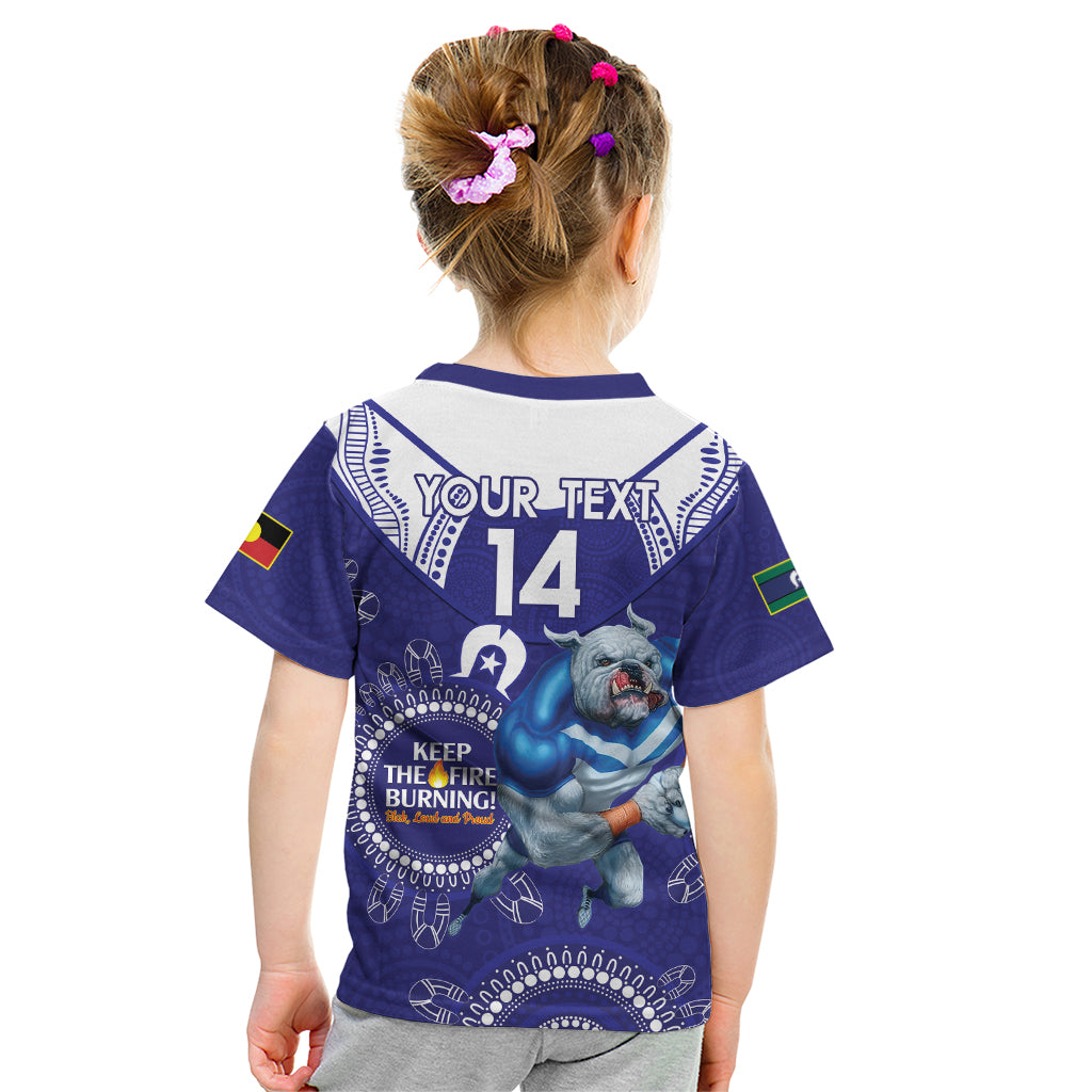 Custom NRL Bulldogs NAIDOC Week Kid T Shirt Keep The Fire Burning Indigenous Art