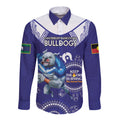 Custom NRL Bulldogs NAIDOC Week Long Sleeve Button Shirt Keep The Fire Burning Indigenous Art