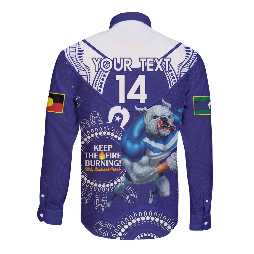 Custom NRL Bulldogs NAIDOC Week Long Sleeve Button Shirt Keep The Fire Burning Indigenous Art