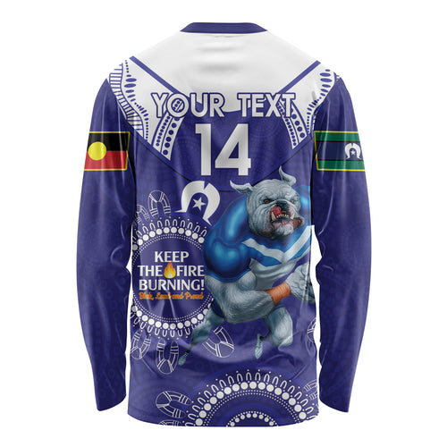 Custom NRL Bulldogs NAIDOC Week Long Sleeve Shirt Keep The Fire Burning Indigenous Art