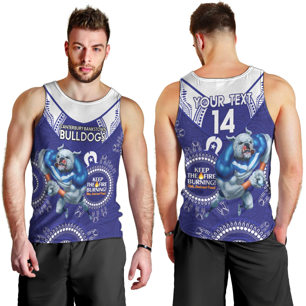 Custom NRL Bulldogs NAIDOC Week Men Tank Top Keep The Fire Burning Indigenous Art