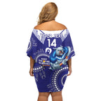 Custom NRL Bulldogs NAIDOC Week Off Shoulder Short Dress Keep The Fire Burning Indigenous Art