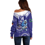 Custom NRL Bulldogs NAIDOC Week Off Shoulder Sweater Keep The Fire Burning Indigenous Art