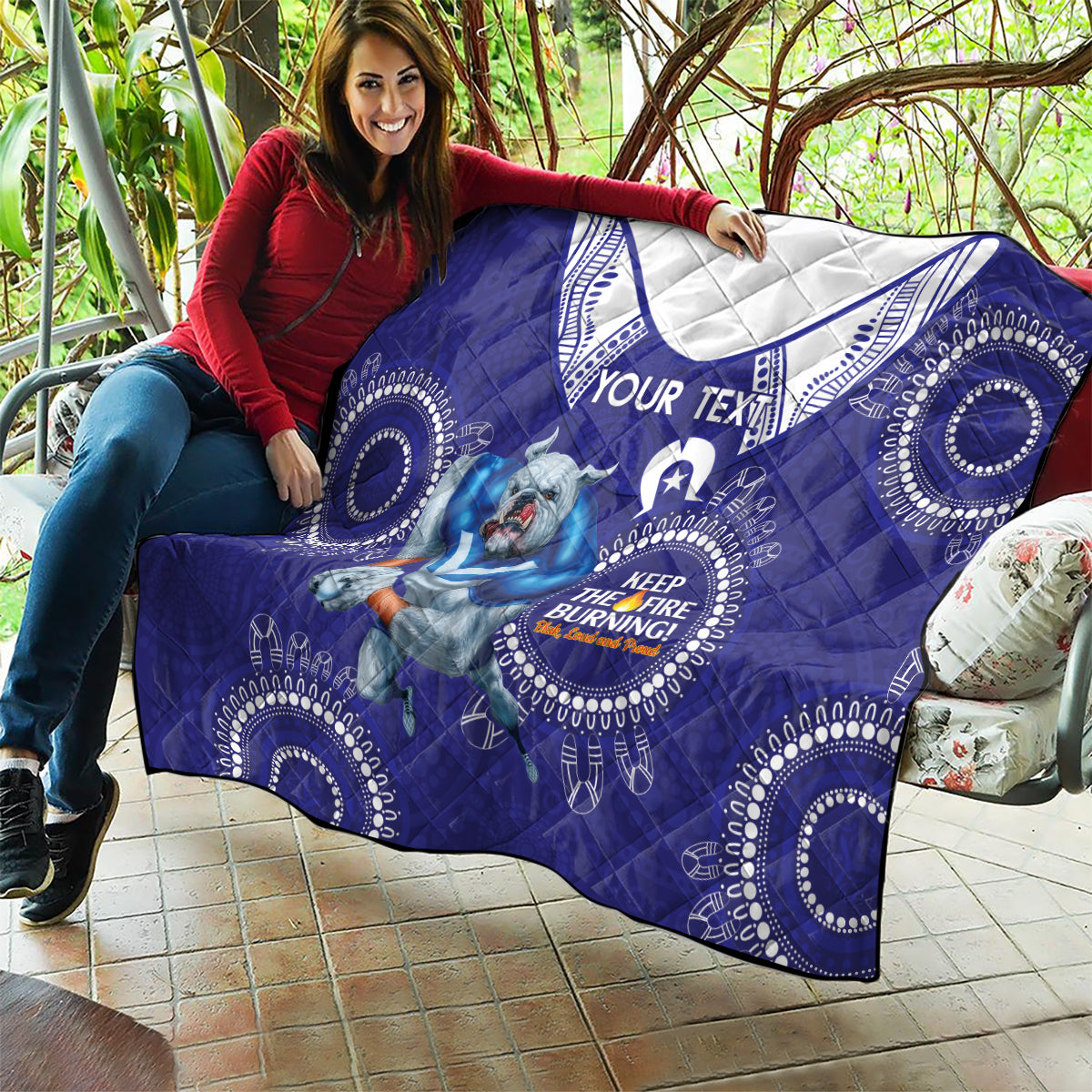 Custom NRL Bulldogs NAIDOC Week Quilt Keep The Fire Burning Indigenous Art
