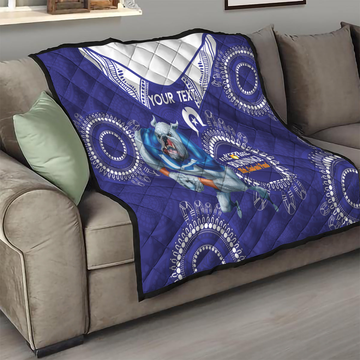 Custom NRL Bulldogs NAIDOC Week Quilt Keep The Fire Burning Indigenous Art