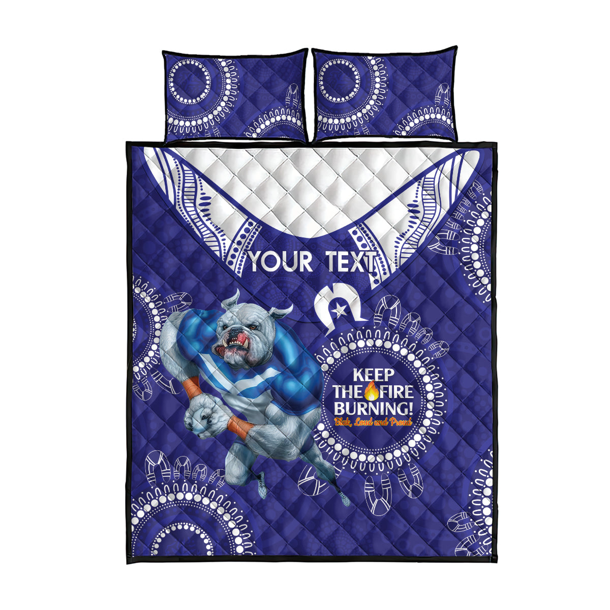 Custom NRL Bulldogs NAIDOC Week Quilt Bed Set Keep The Fire Burning Indigenous Art